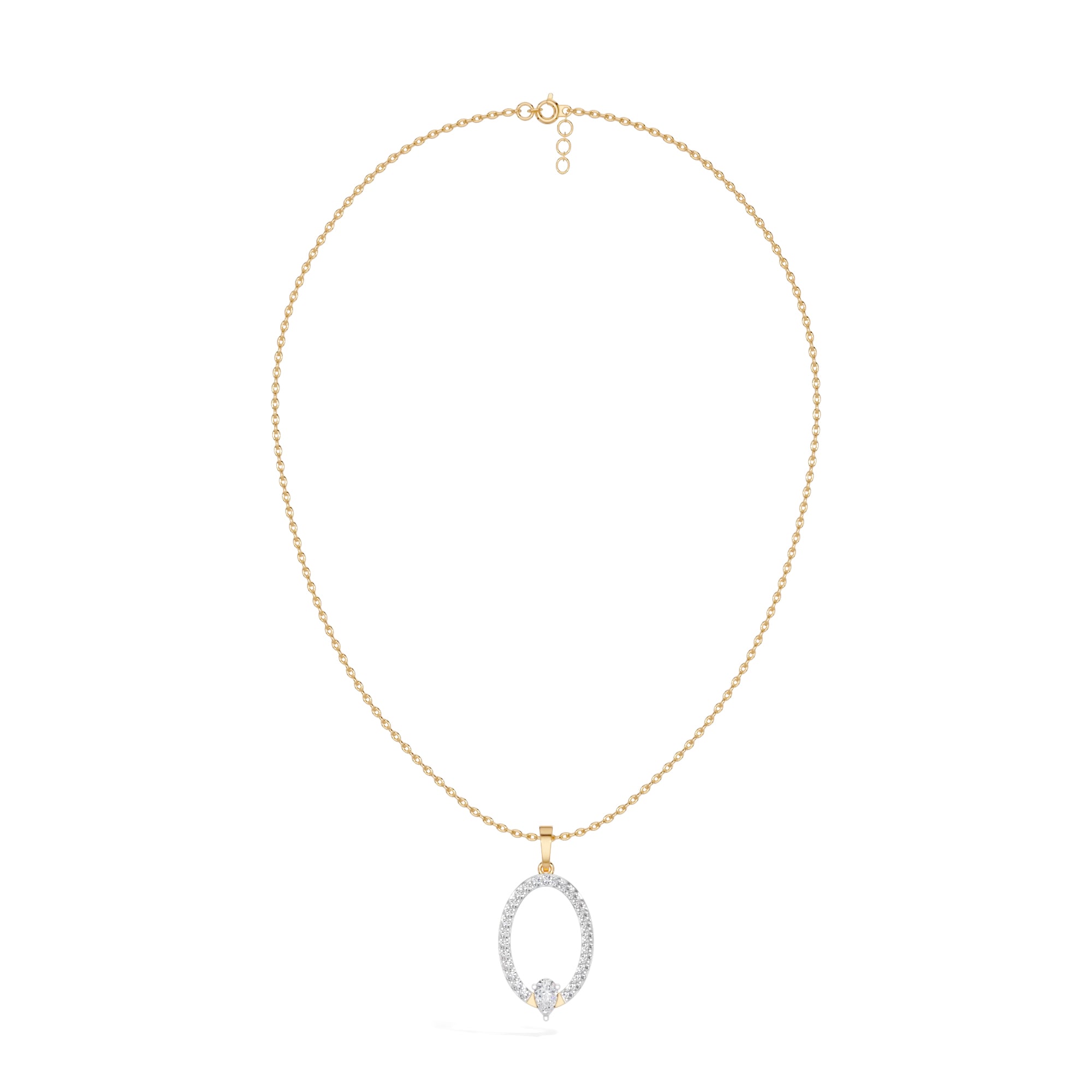Yellow Gold Halo Drop Pear Lab Grown Diamond Zafirae Pendant