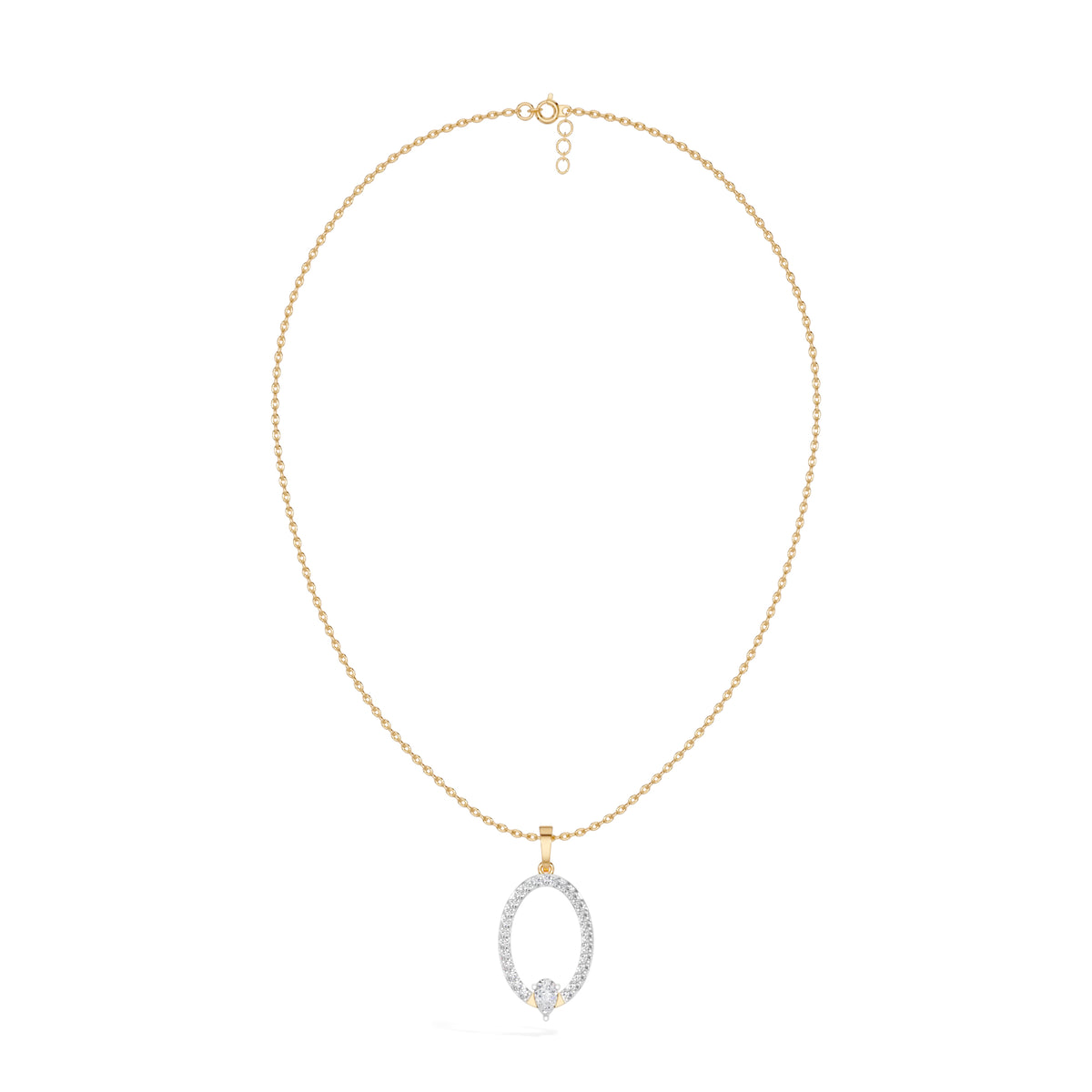 Yellow Gold Halo Drop Pear Lab Grown Diamond Zafirae Pendant