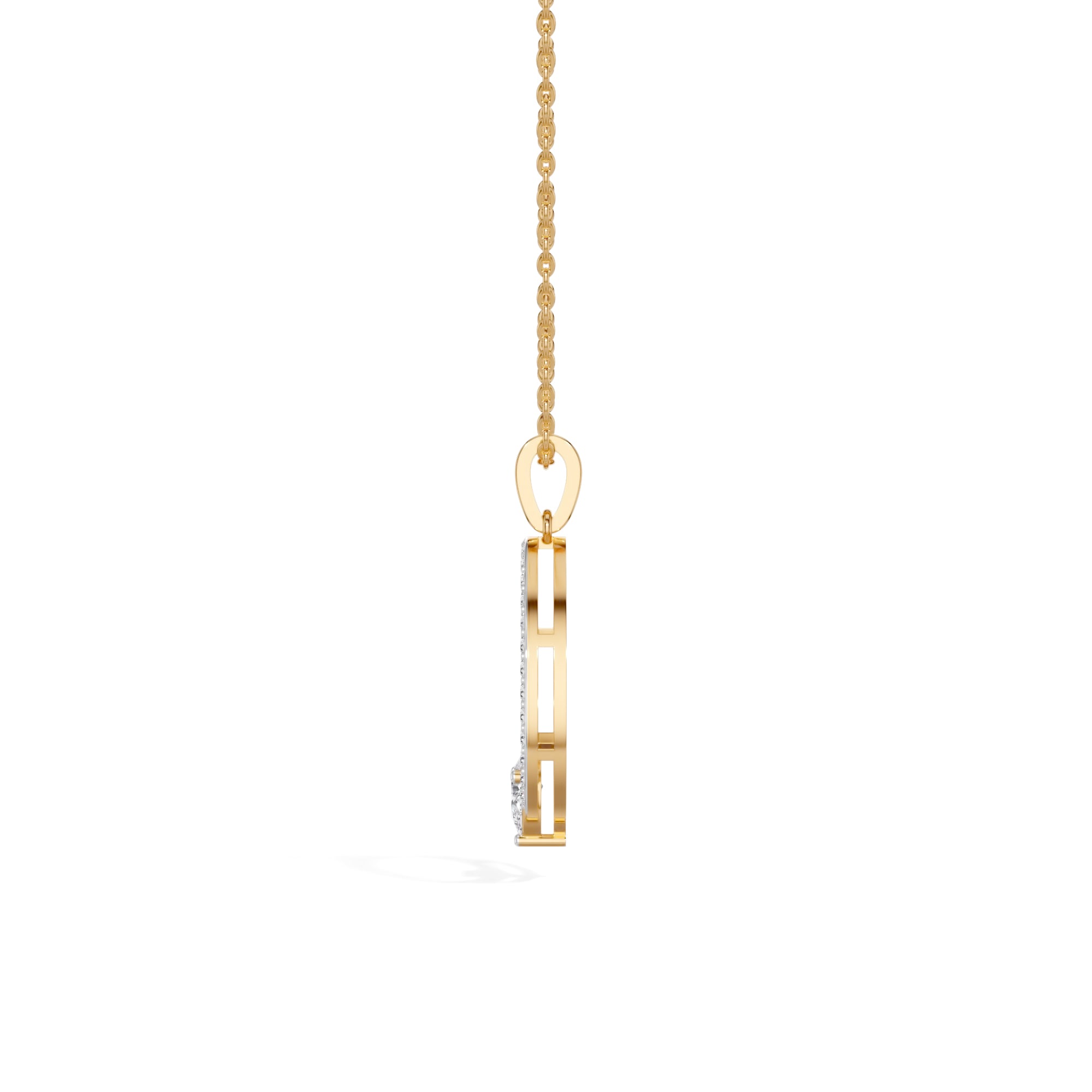 Yellow Gold Halo Drop Pear Lab Grown Diamond Zafirae Pendant