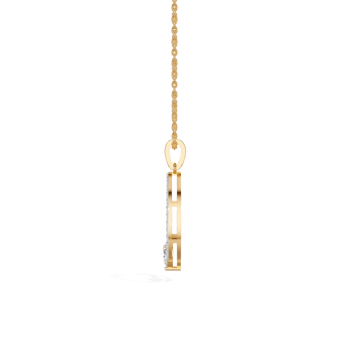 Yellow Gold Halo Drop Pear Lab Grown Diamond Zafirae Pendant