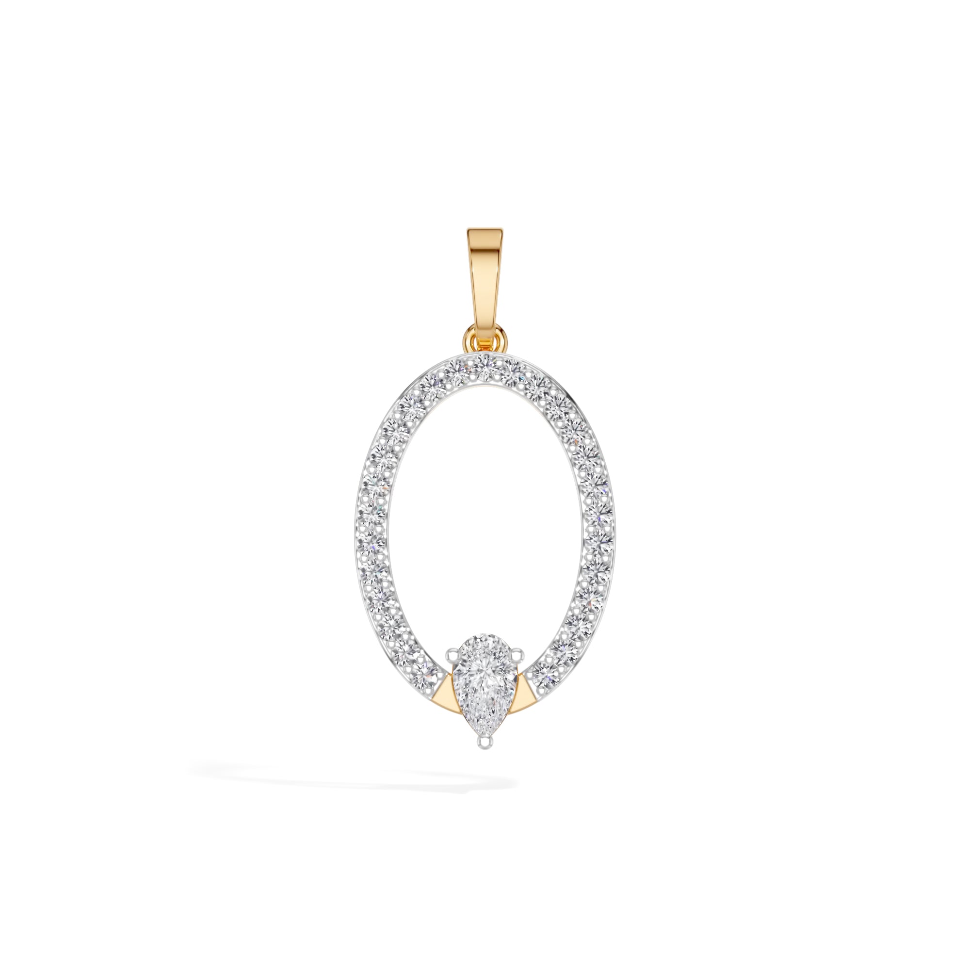Yellow Gold Halo Drop Pear Lab Grown Diamond Zafirae Pendant
