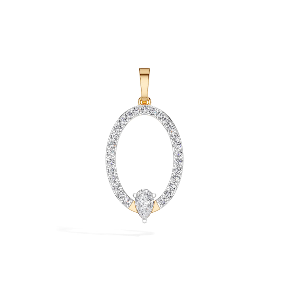 Yellow Gold Halo Drop Pear Lab Grown Diamond Zafirae Pendant
