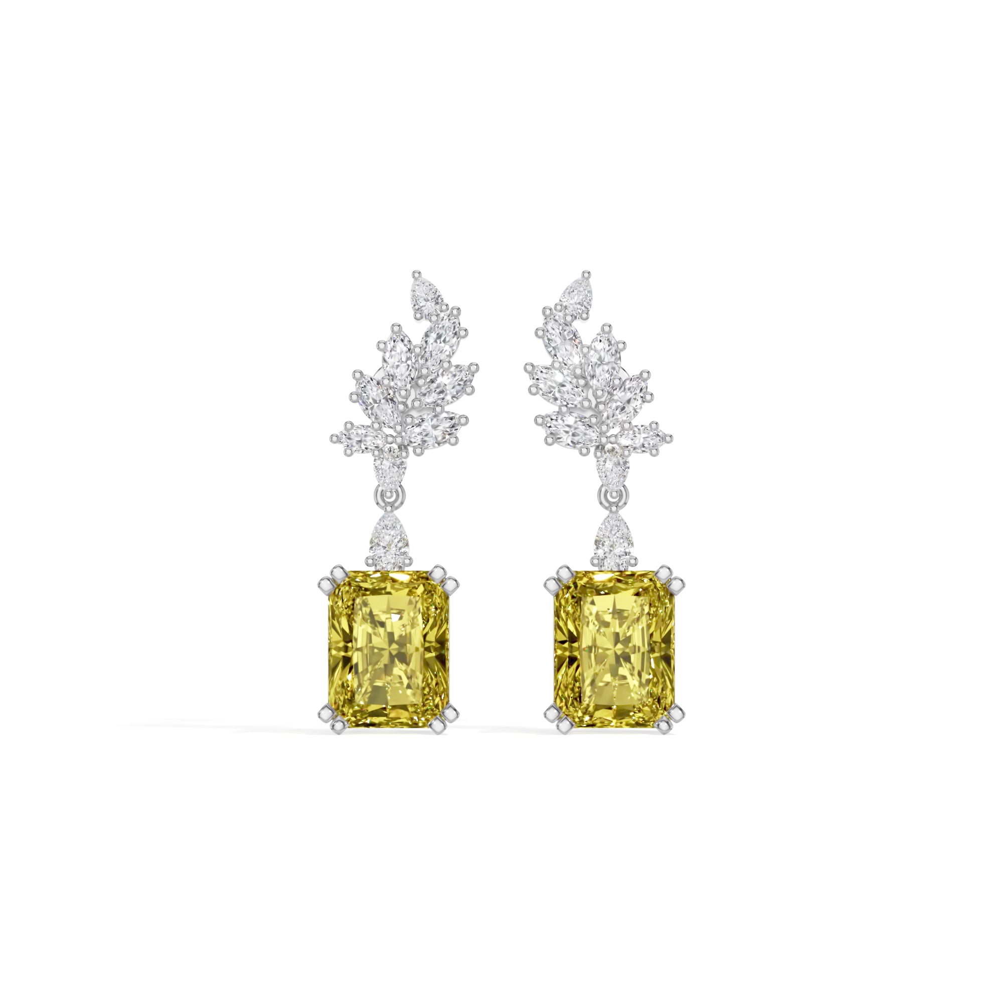 White Gold 8 50Ct Leaf Drop Emerald Lab Grown Diamond Zyrona Earring