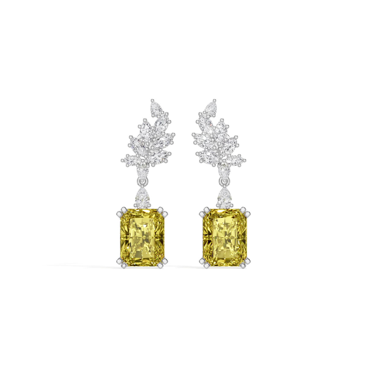 White Gold 8 50Ct Leaf Drop Emerald Lab Grown Diamond Zyrona Earring