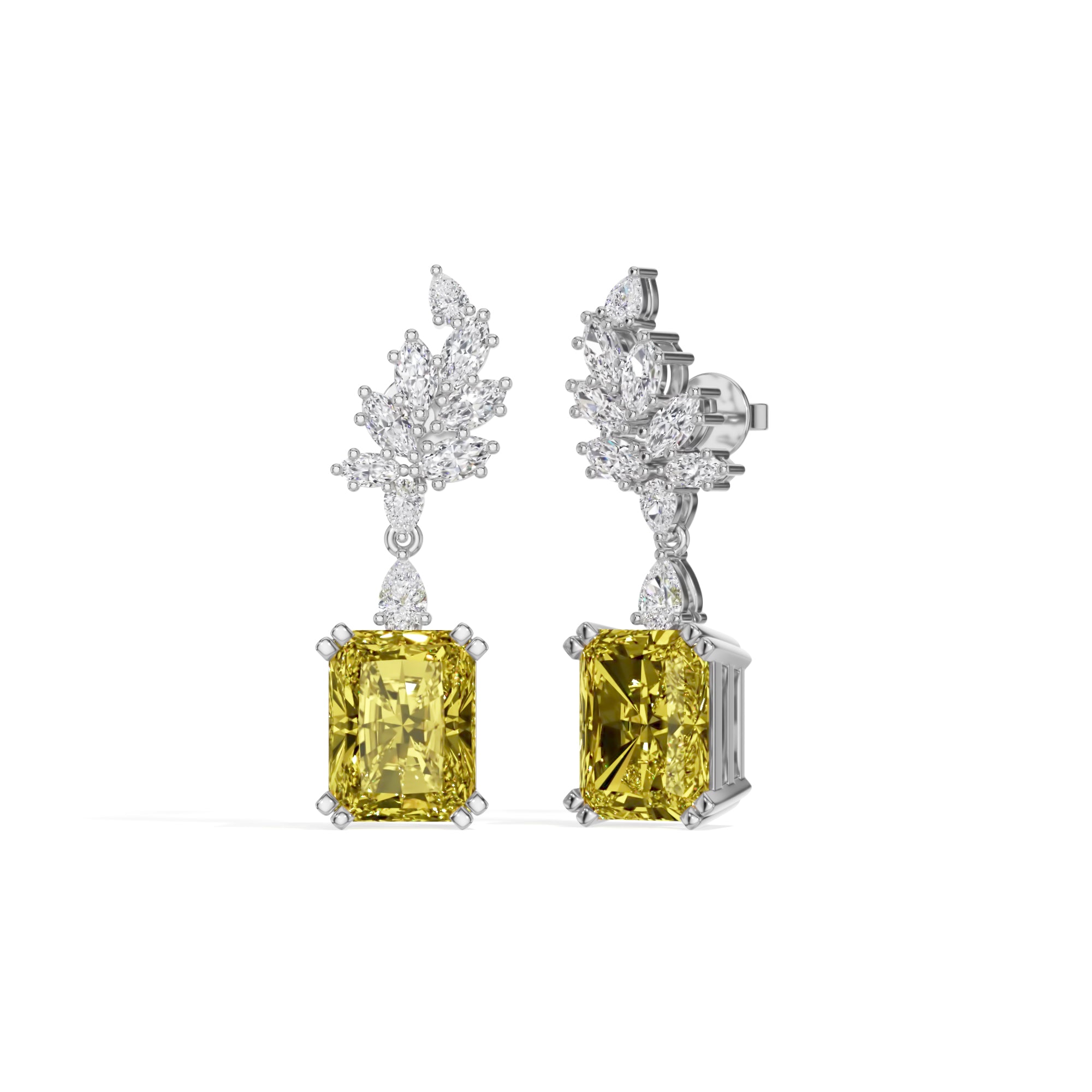 White Gold 8 50Ct Leaf Drop Emerald Lab Grown Diamond Zyrona Earring