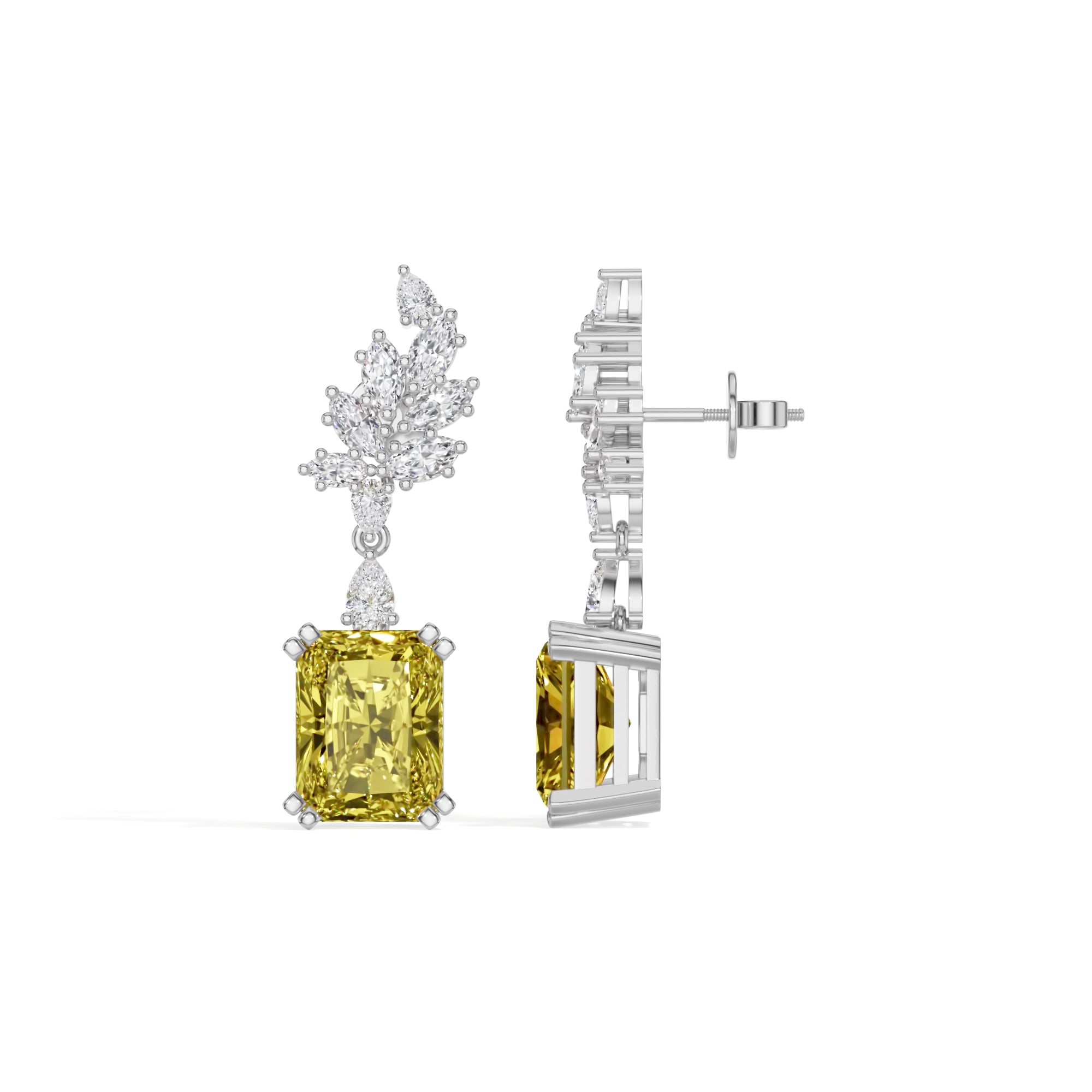 White Gold 8 50Ct Leaf Drop Emerald Lab Grown Diamond Zyrona Earring