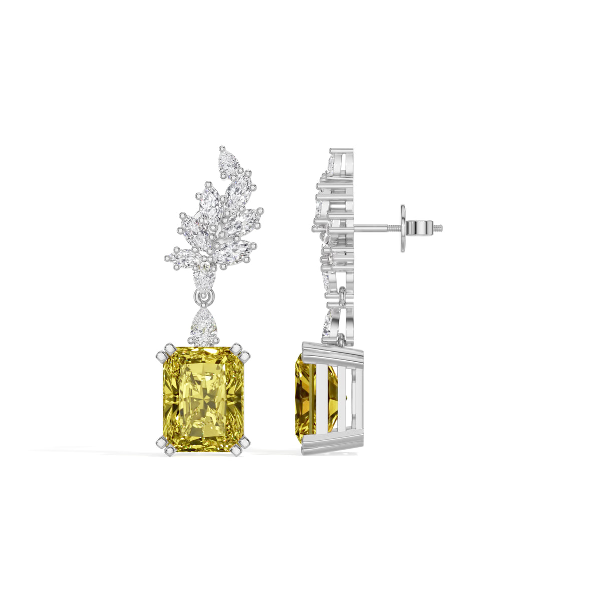 White Gold 8 50Ct Leaf Drop Emerald Lab Grown Diamond Zyrona Earring