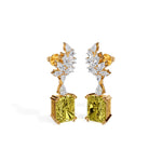 Yellow Gold 8 50Ct Leaf Drop Emerald Lab Grown Diamond Zyrona Earring