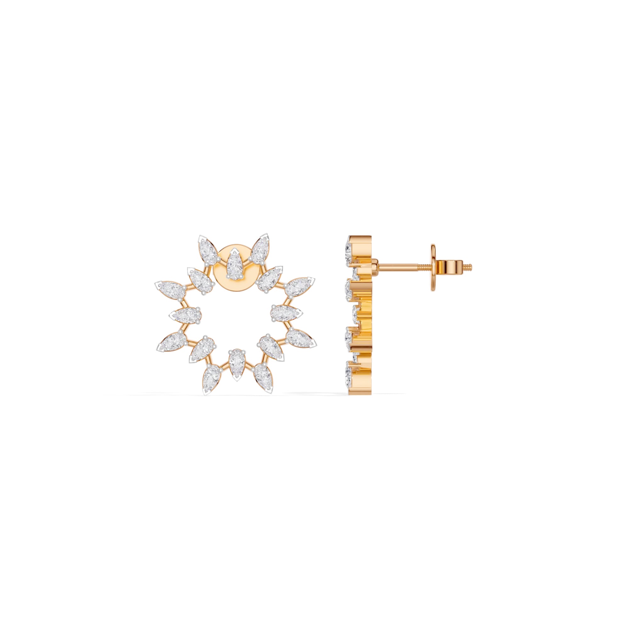 Rose Gold 1Ct Pear Halo Cluster Design Lab Grown Diamond Xeriva Earring