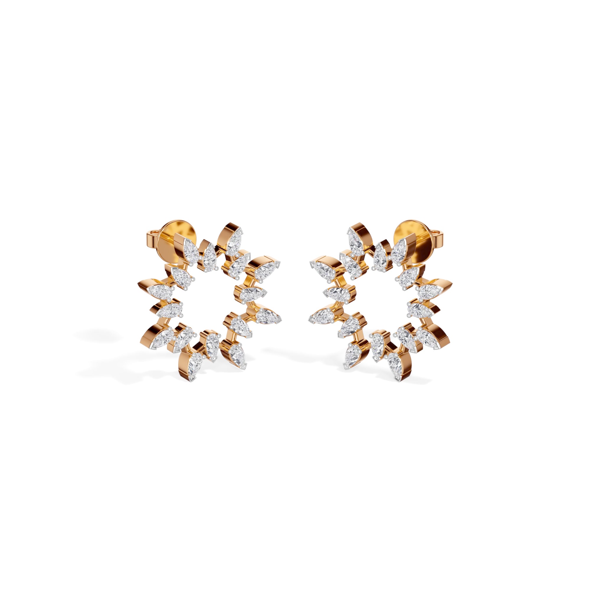 Rose Gold 1Ct Pear Halo Cluster Design Lab Grown Diamond Xeriva Earring