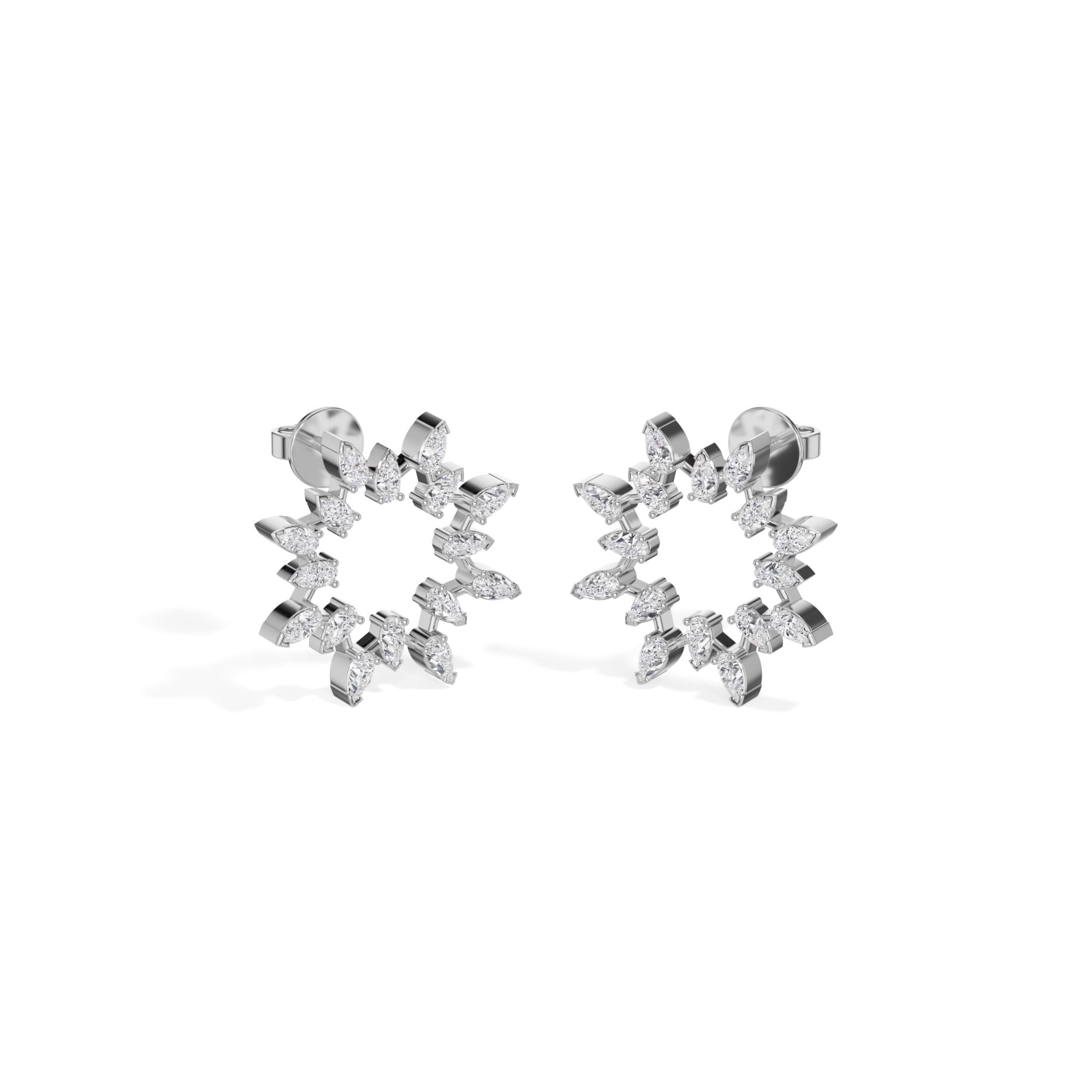 White Gold 1Ct Pear Halo Cluster Design Lab Grown Diamond Xeriva Earring