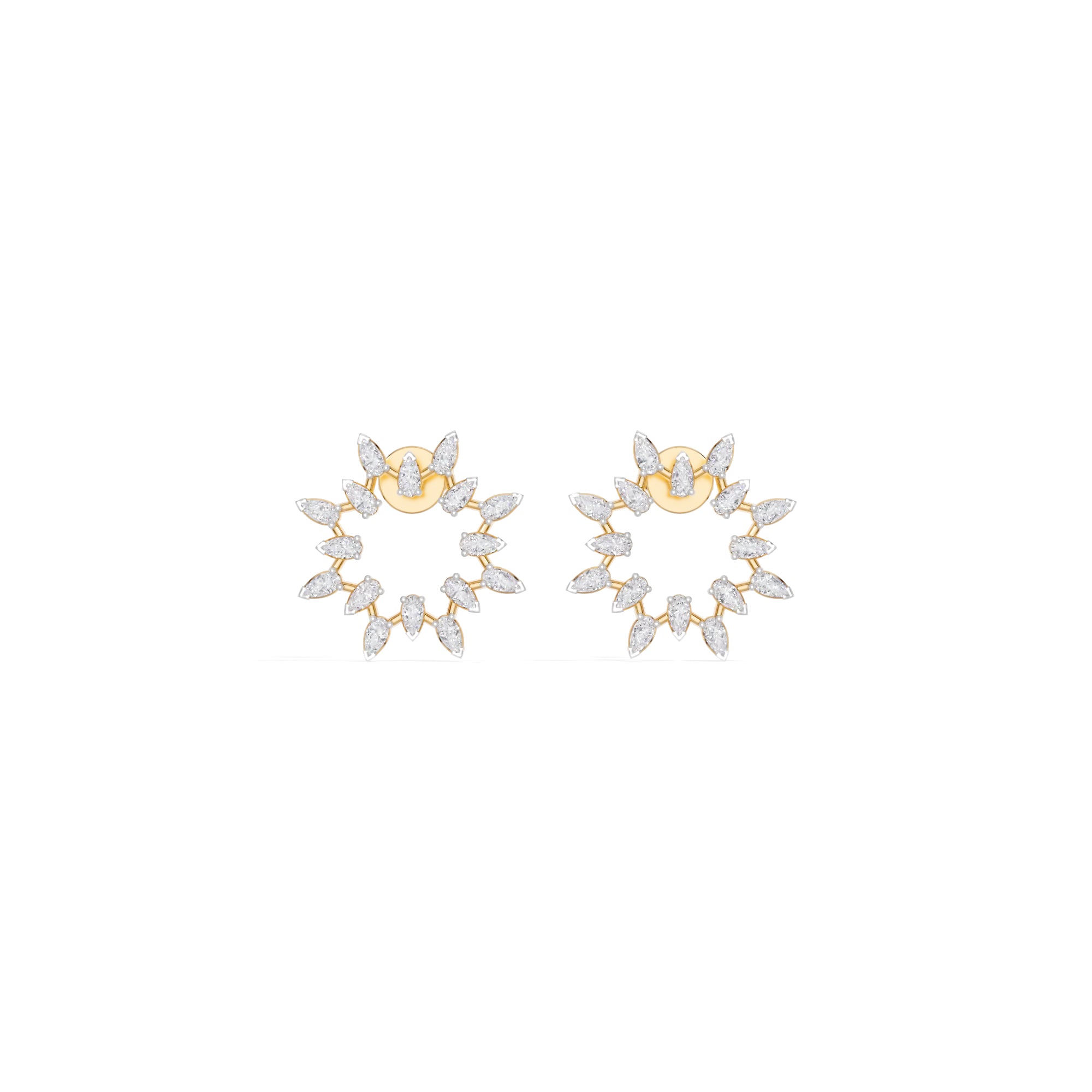 Yellow Gold 1Ct Pear Halo Cluster Design Lab Grown Diamond Xeriva Earring