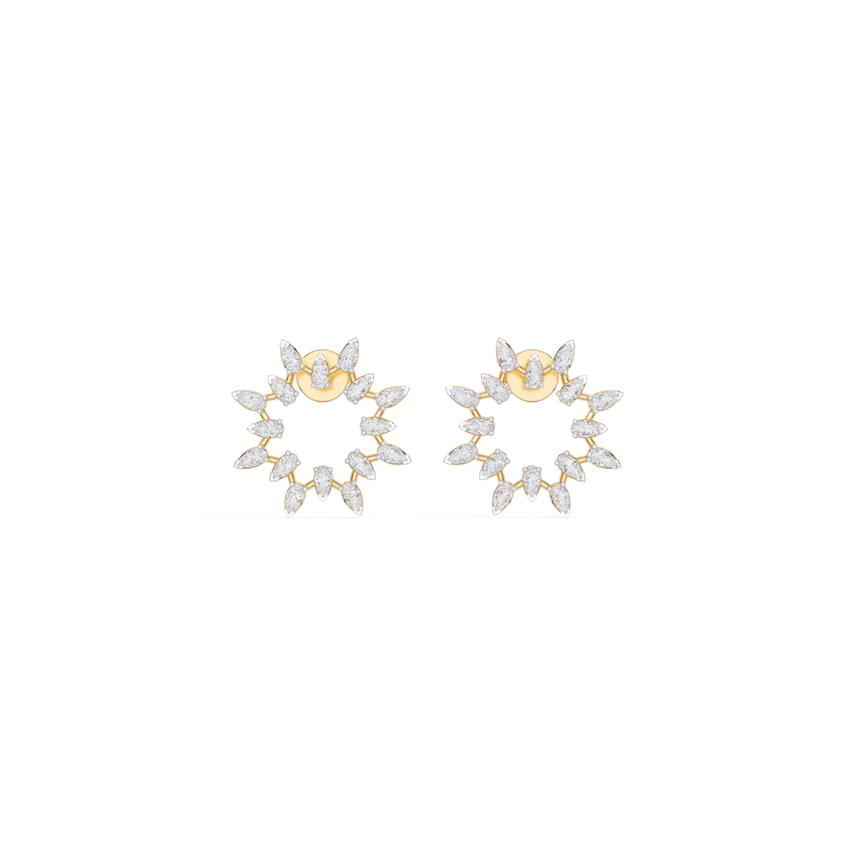 Yellow Gold 1Ct Pear Halo Cluster Design Lab Grown Diamond Xeriva Earring