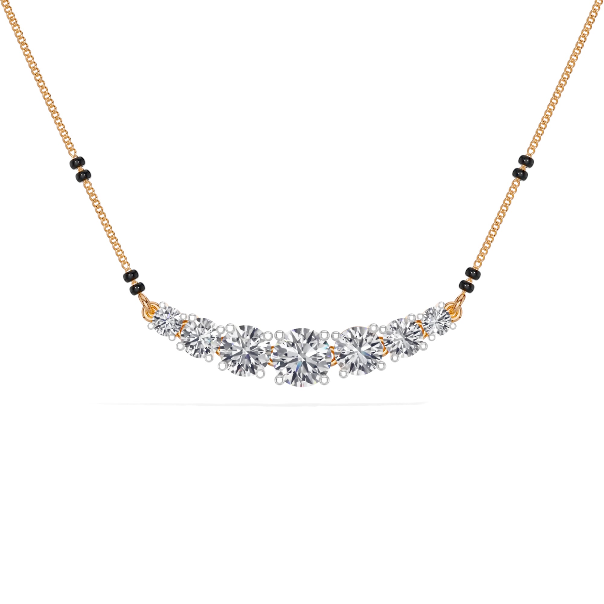 Rose Gold 2Ct Graduated Prong Round Lab Grown Diamond Avenix Mangalsutra