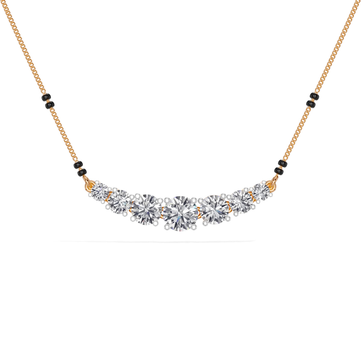 Rose Gold 2Ct Graduated Prong Round Lab Grown Diamond Avenix Mangalsutra
