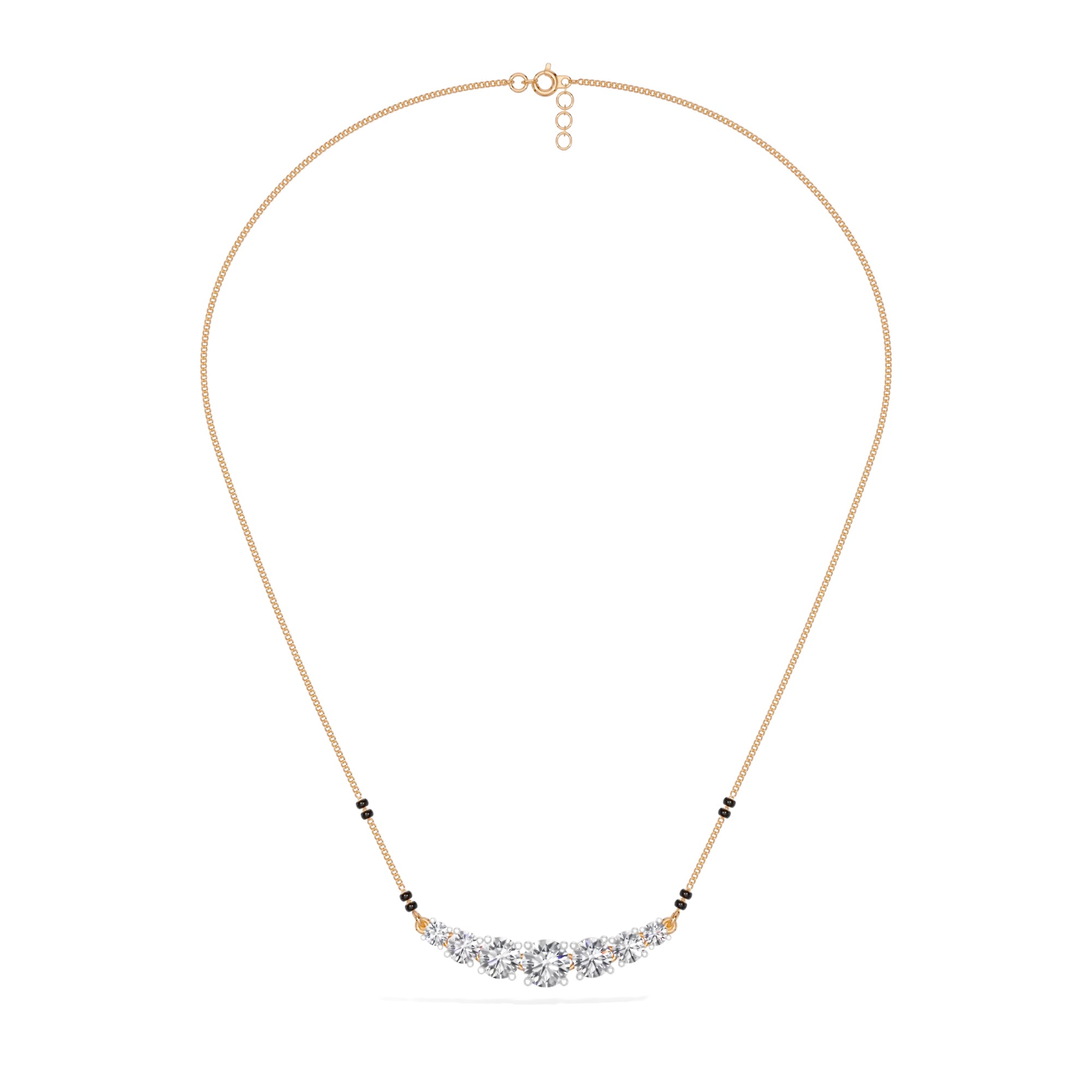 Rose Gold 2Ct Graduated Prong Round Lab Grown Diamond Avenix Mangalsutra