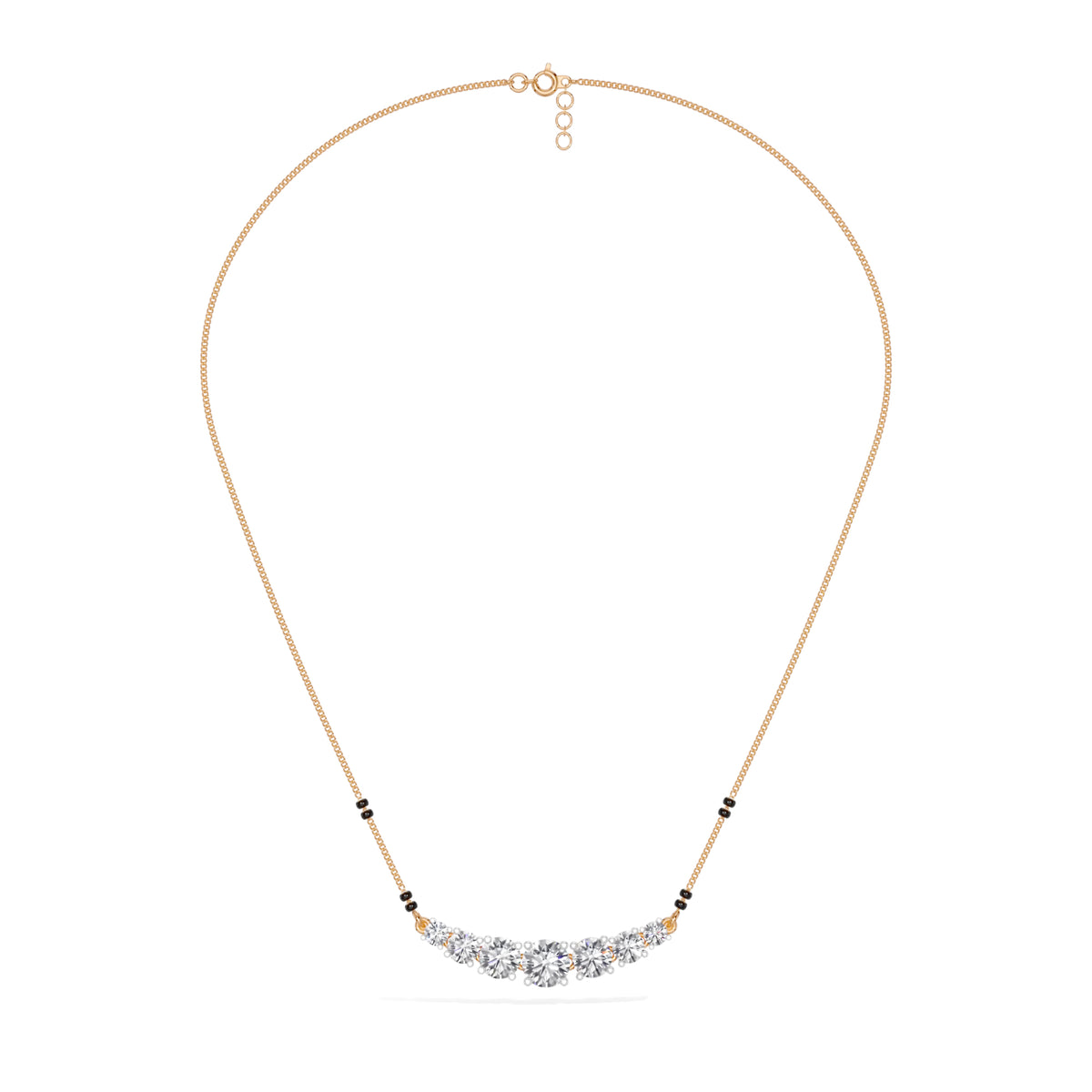 Rose Gold 2Ct Graduated Prong Round Lab Grown Diamond Avenix Mangalsutra