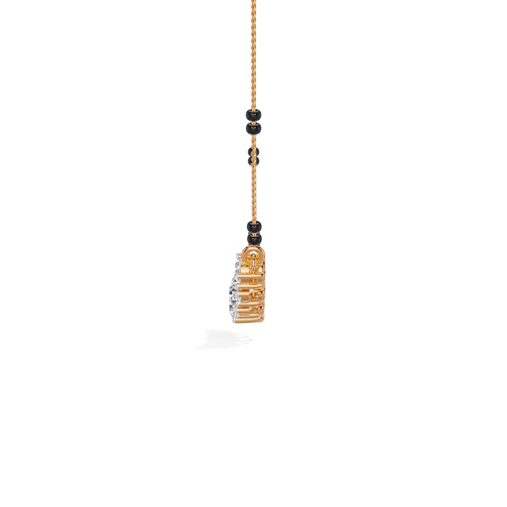 Rose Gold 2Ct Graduated Prong Round Lab Grown Diamond Avenix Mangalsutra