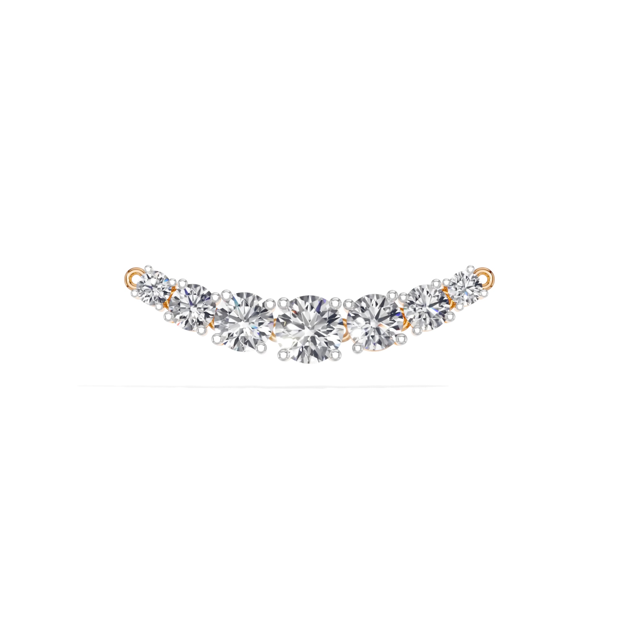 Rose Gold 2Ct Graduated Prong Round Lab Grown Diamond Avenix Mangalsutra