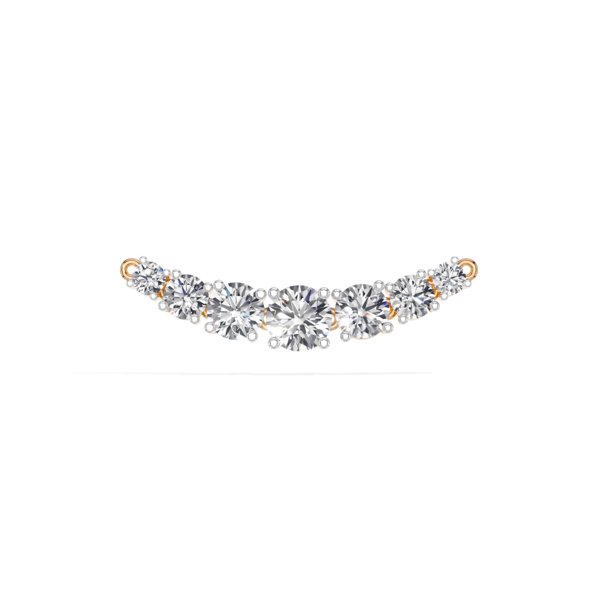 Rose Gold 2Ct Graduated Prong Round Lab Grown Diamond Avenix Mangalsutra