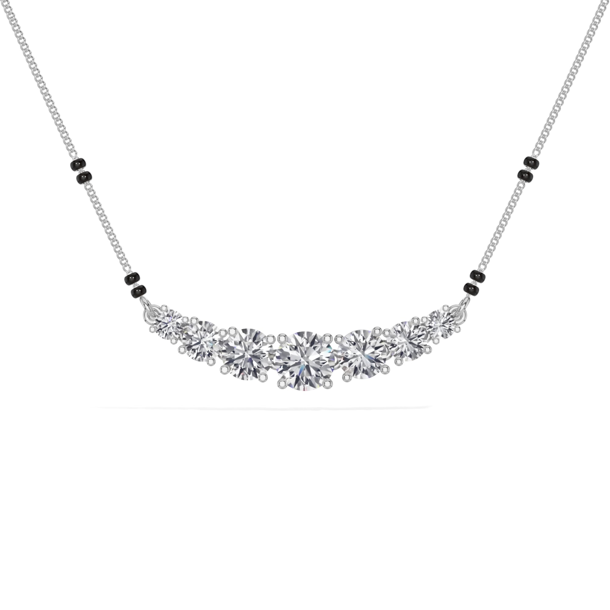 White Gold 2Ct Graduated Prong Round Lab Grown Diamond Avenix Mangalsutra
