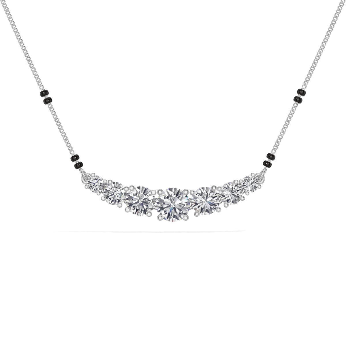 White Gold 2Ct Graduated Prong Round Lab Grown Diamond Avenix Mangalsutra