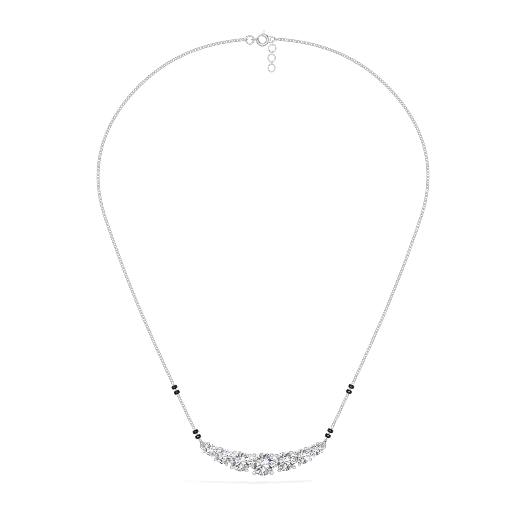 White Gold 2Ct Graduated Prong Round Lab Grown Diamond Avenix Mangalsutra