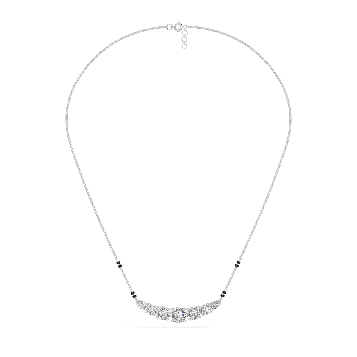 White Gold 2Ct Graduated Prong Round Lab Grown Diamond Avenix Mangalsutra