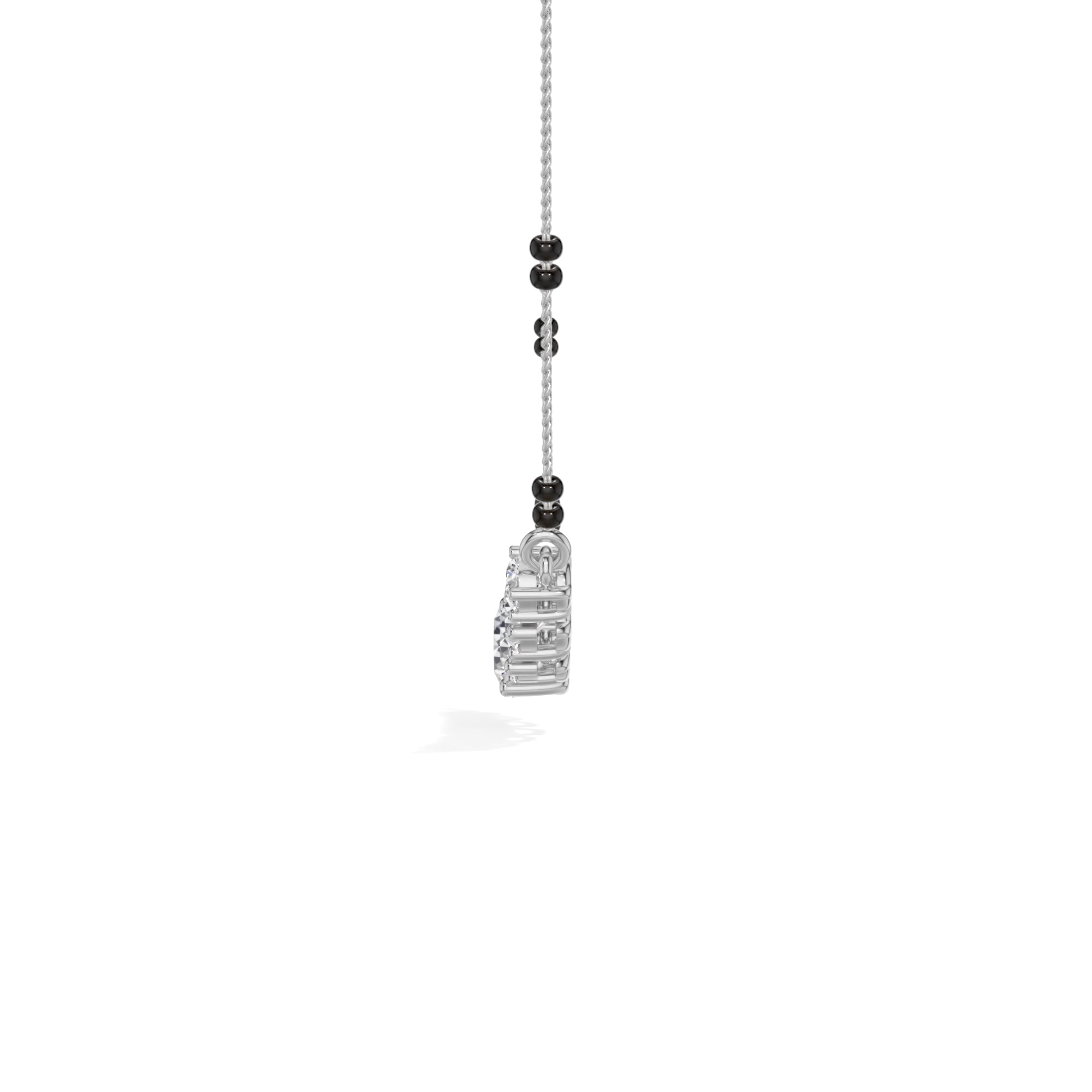 White Gold 2Ct Graduated Prong Round Lab Grown Diamond Avenix Mangalsutra