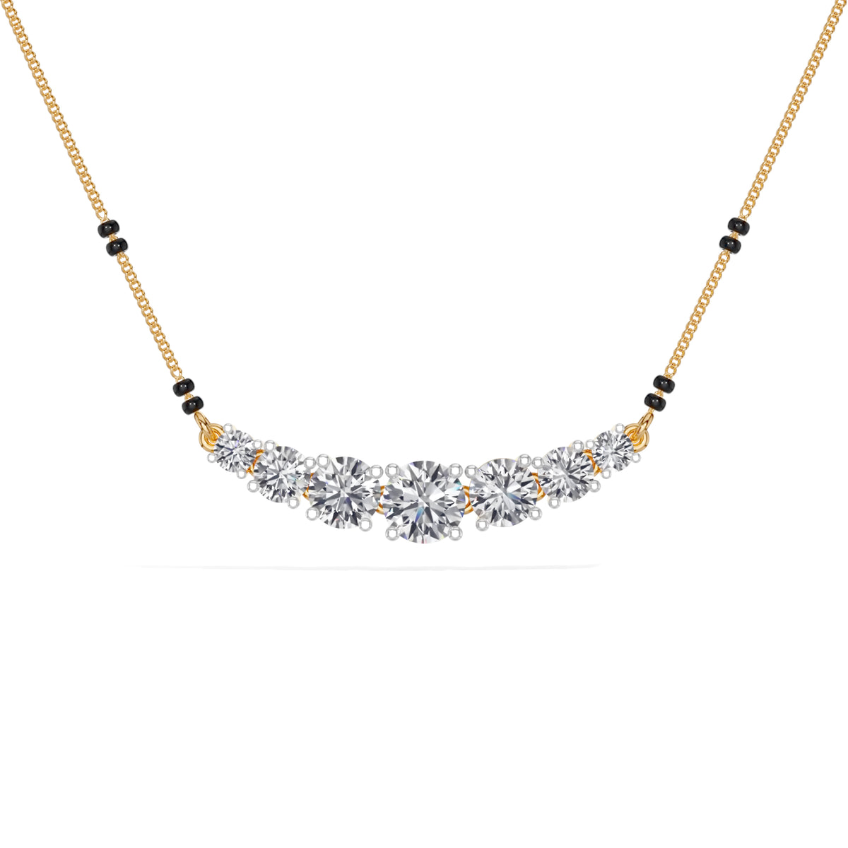 Yellow Gold 2Ct Graduated Prong Round Lab Grown Diamond Avenix Mangalsutra