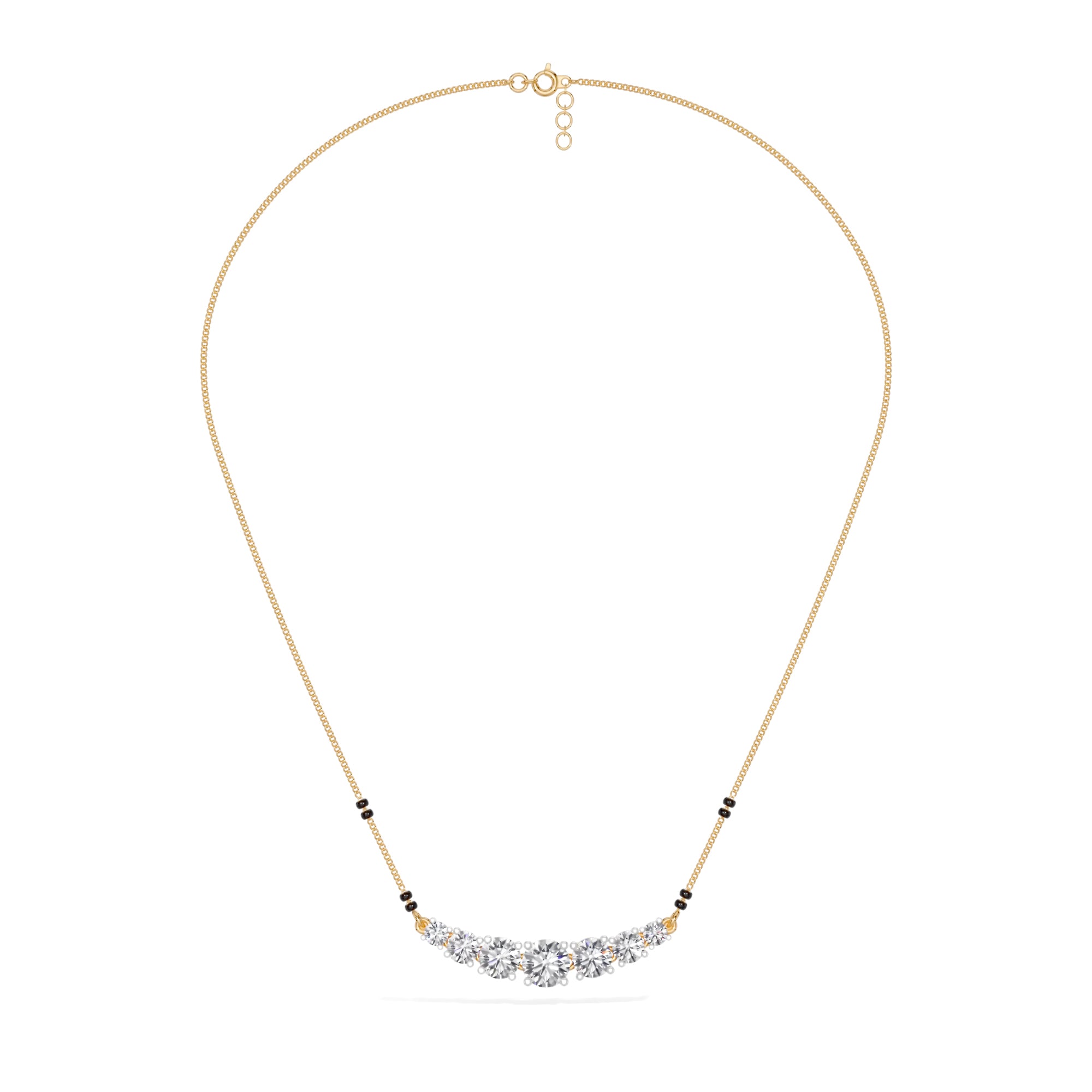 Yellow Gold 2Ct Graduated Prong Round Lab Grown Diamond Avenix Mangalsutra