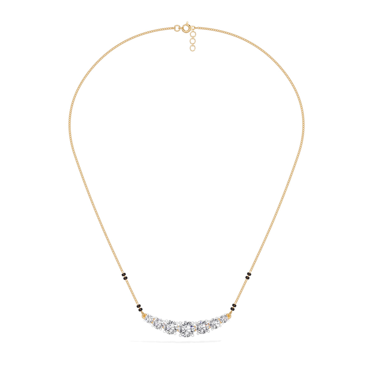 Yellow Gold 2Ct Graduated Prong Round Lab Grown Diamond Avenix Mangalsutra