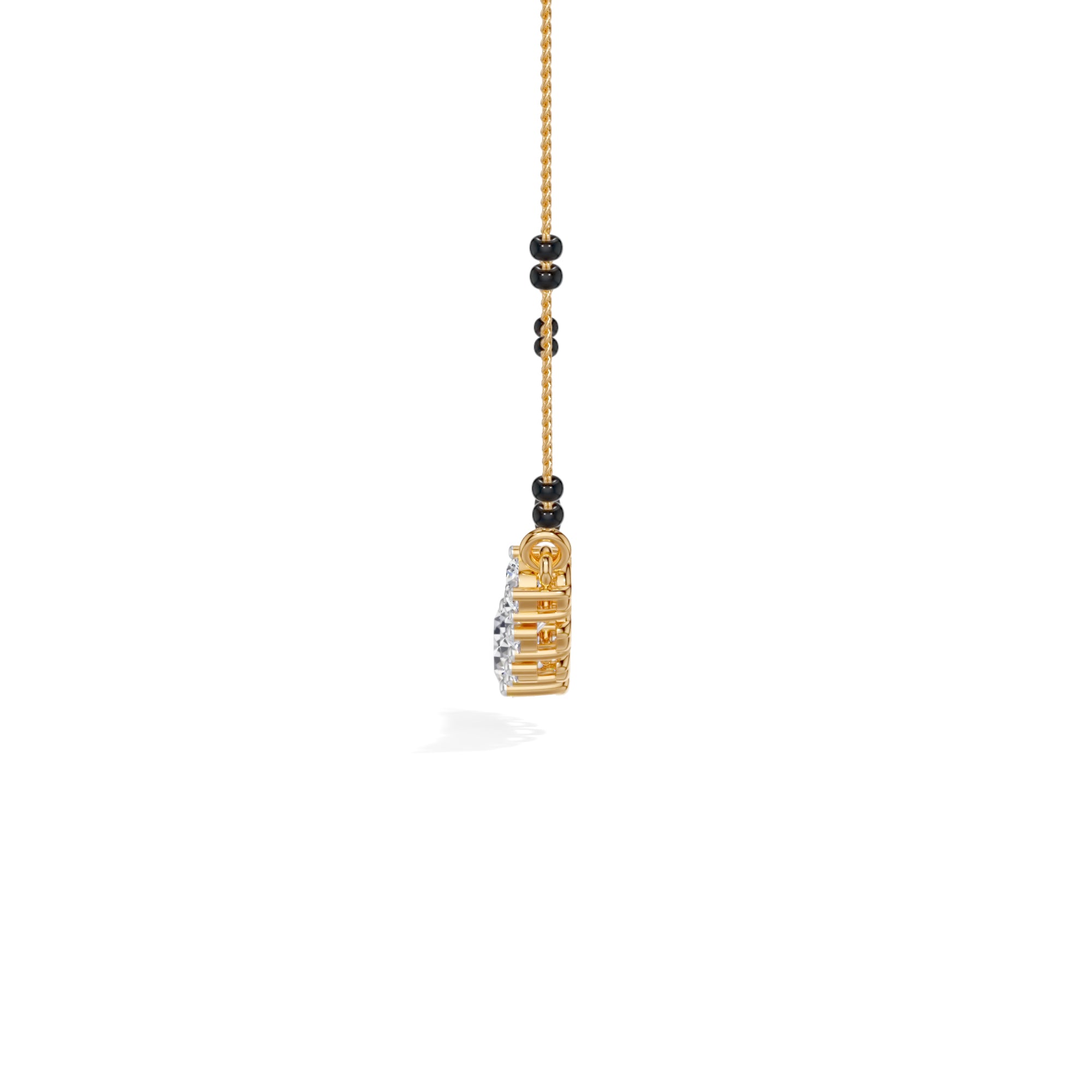 Yellow Gold 2Ct Graduated Prong Round Lab Grown Diamond Avenix Mangalsutra