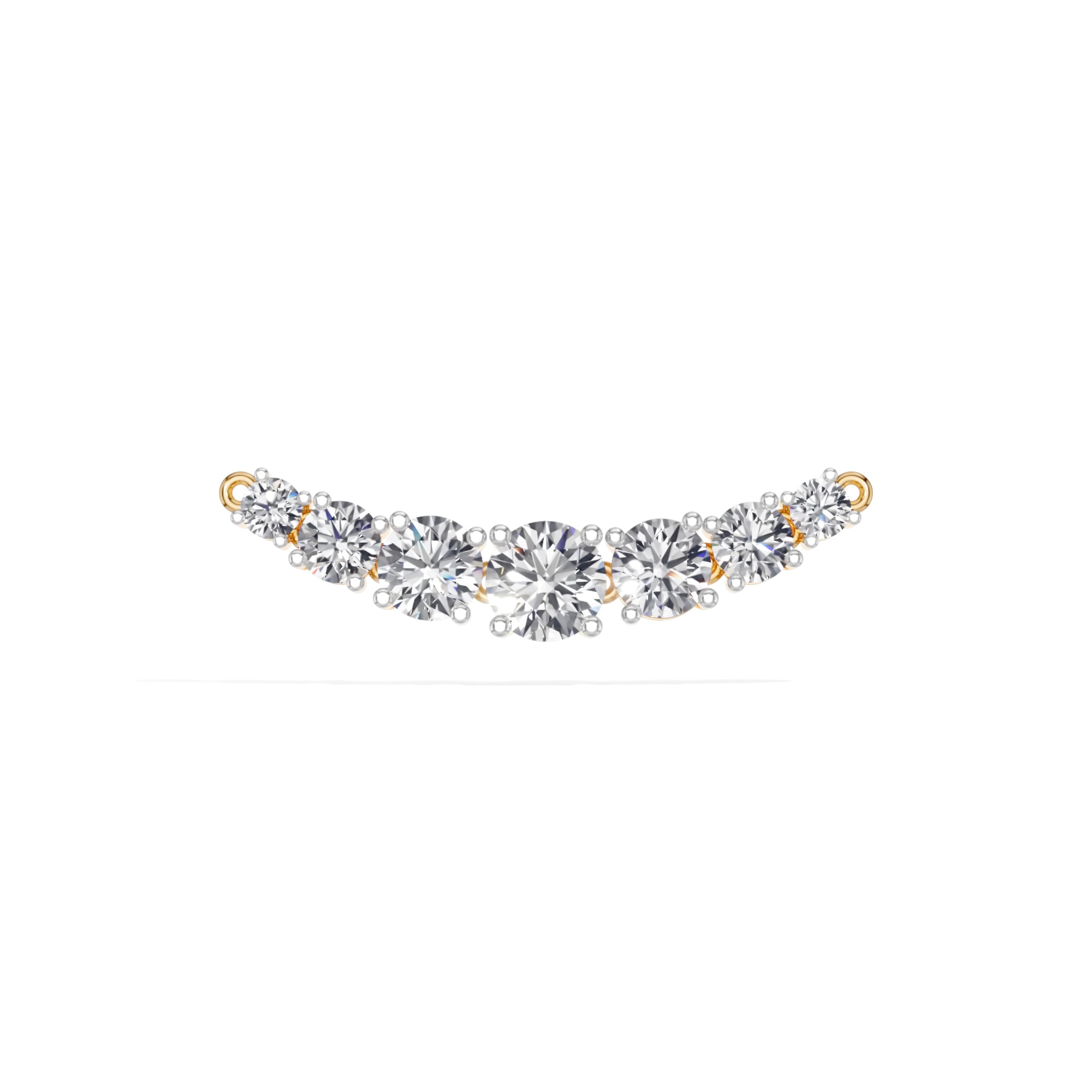 Yellow Gold 2Ct Graduated Prong Round Lab Grown Diamond Avenix Mangalsutra