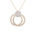 Rose Gold 5Ct Floral Halo Pear Lab Grown Diamond Zerith Pendant