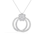 White Gold 5Ct Floral Halo Pear Lab Grown Diamond Zerith Pendant