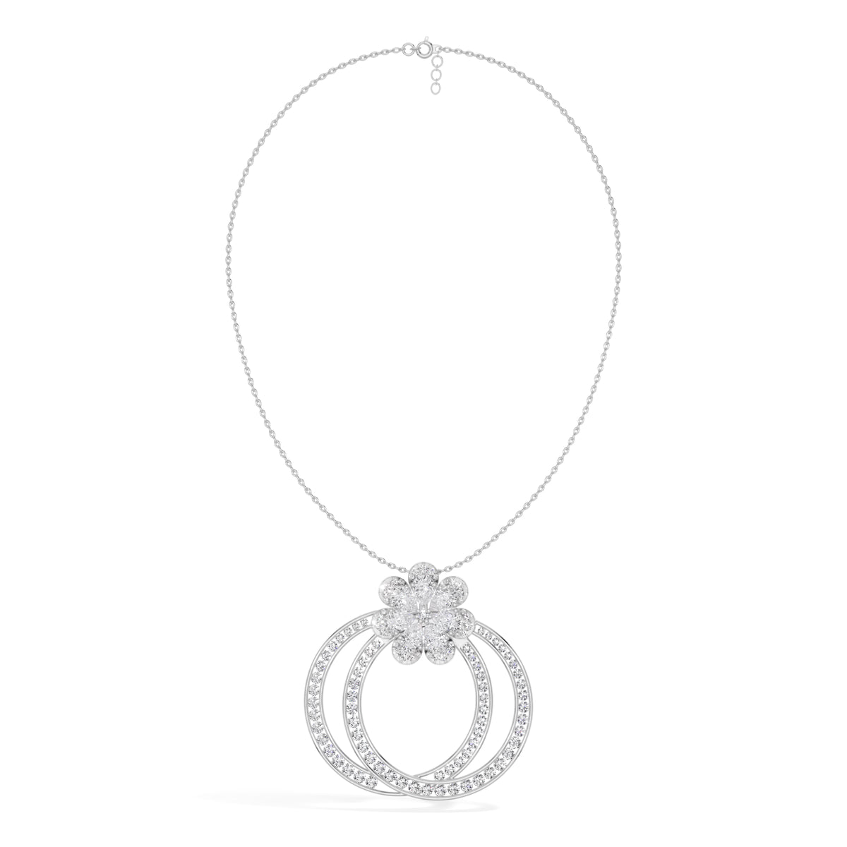 White Gold 5Ct Floral Halo Pear Lab Grown Diamond Zerith Pendant