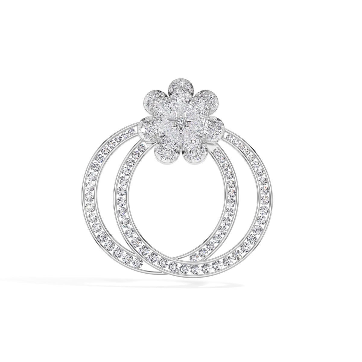 White Gold 5Ct Floral Halo Pear Lab Grown Diamond Zerith Pendant