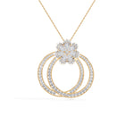 Yellow Gold 5Ct Floral Halo Pear Lab Grown Diamond Zerith Pendant