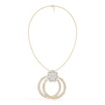 Yellow Gold 5Ct Floral Halo Pear Lab Grown Diamond Zerith Pendant