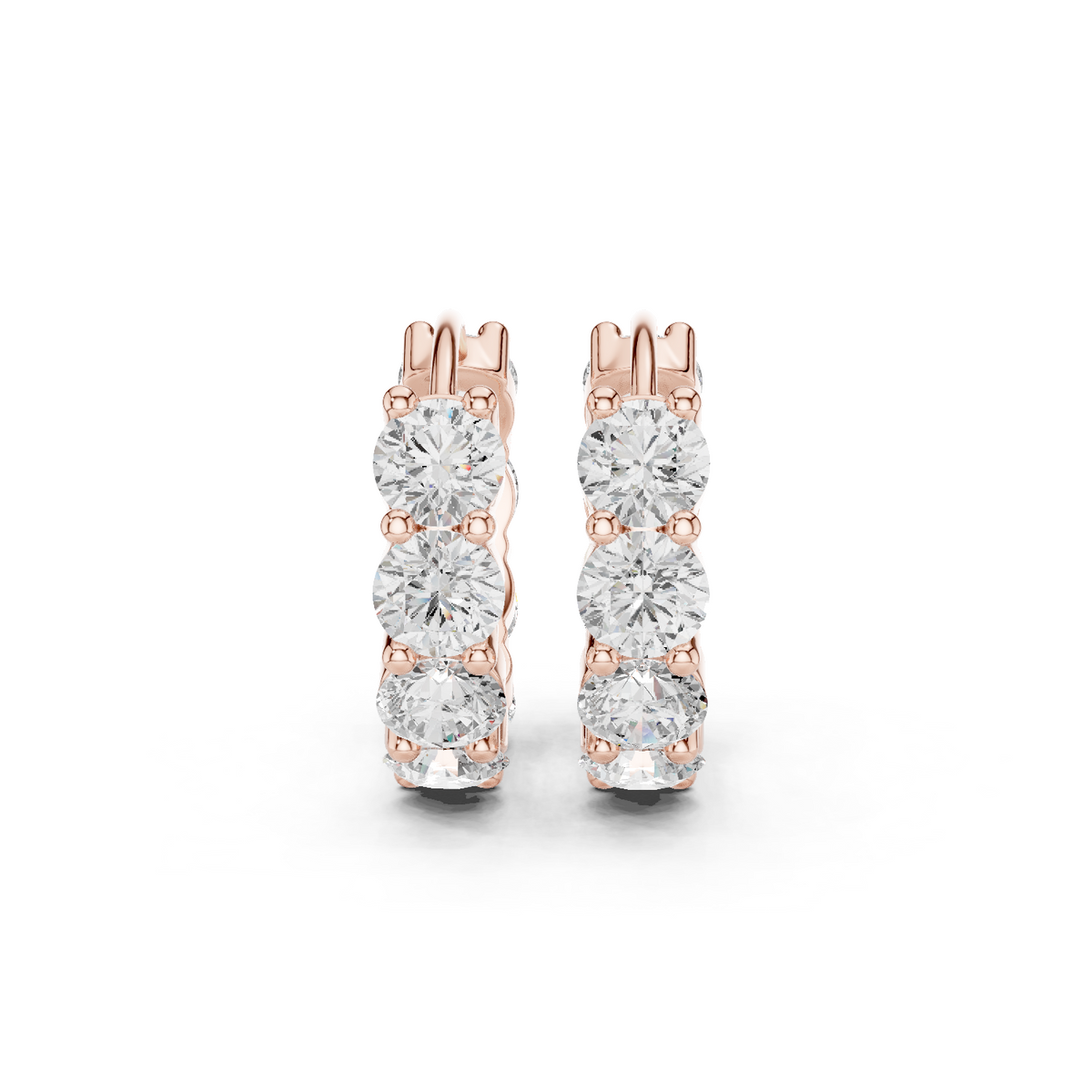 Gold 4Ct Eternity Floral Round Lab Grown Diamond Pylar Earring