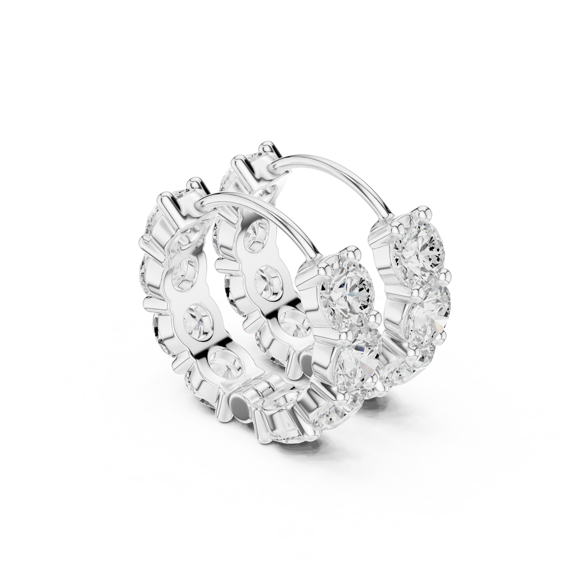 Gold 4Ct Eternity Floral Round Lab Grown Diamond Pylar Earring