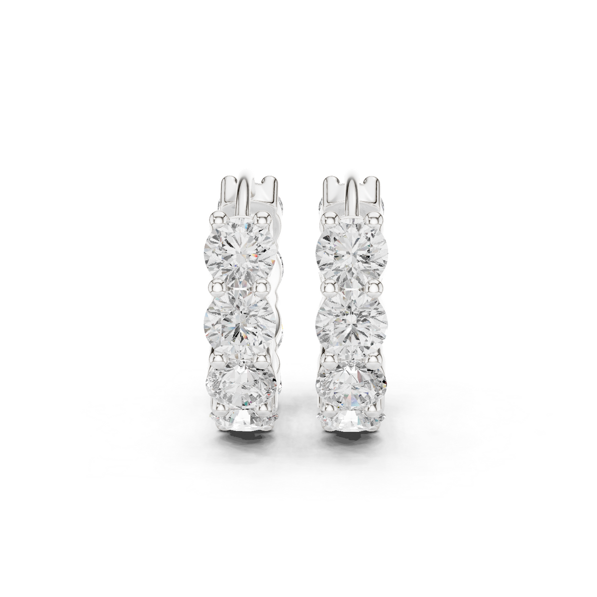 Gold 4Ct Eternity Floral Round Lab Grown Diamond Pylar Earring