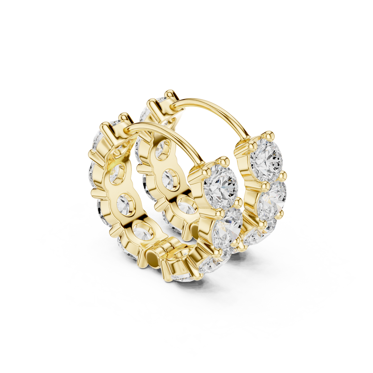 Gold 4Ct Eternity Floral Round Lab Grown Diamond Pylar Earring