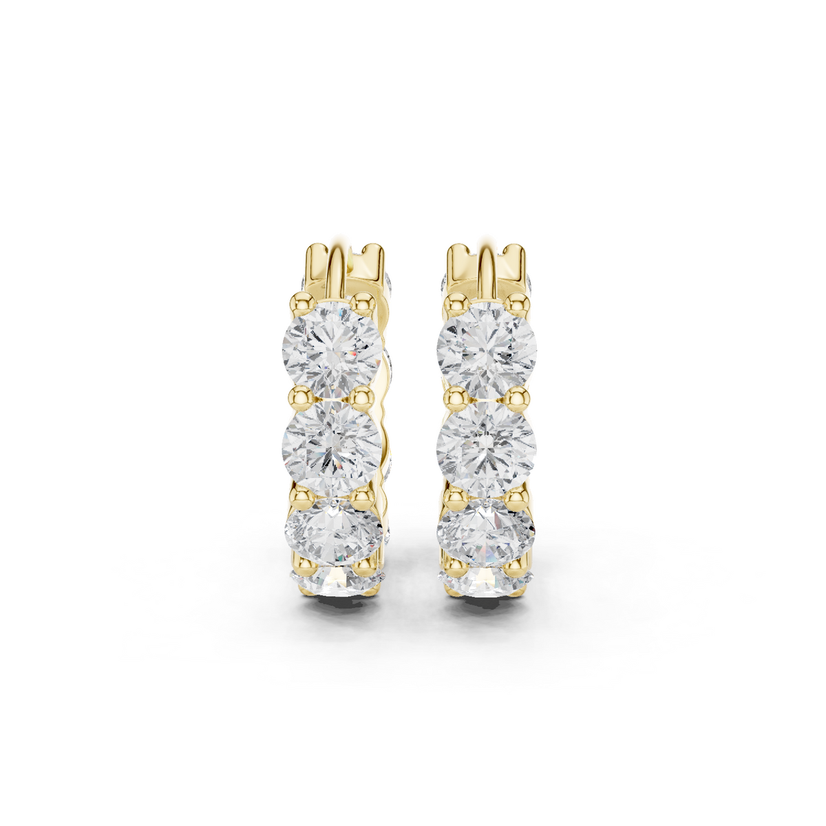 Gold 4Ct Eternity Floral Round Lab Grown Diamond Pylar Earring