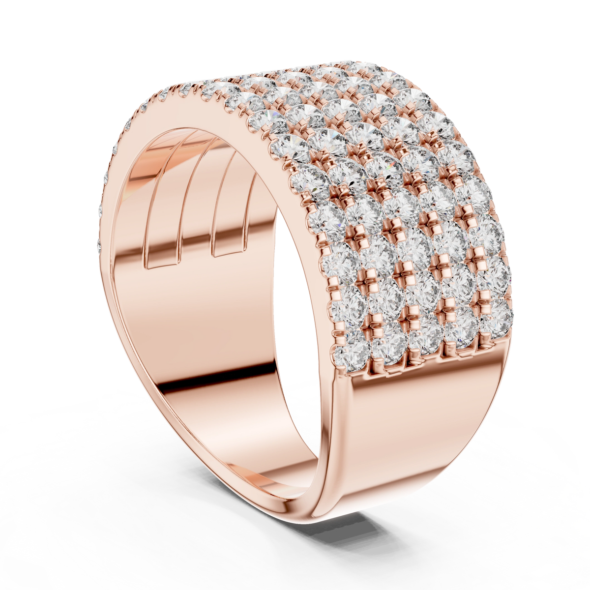Gold 2Ct Round Pave Wideband Lab Grown Diamond Laszlo Ring