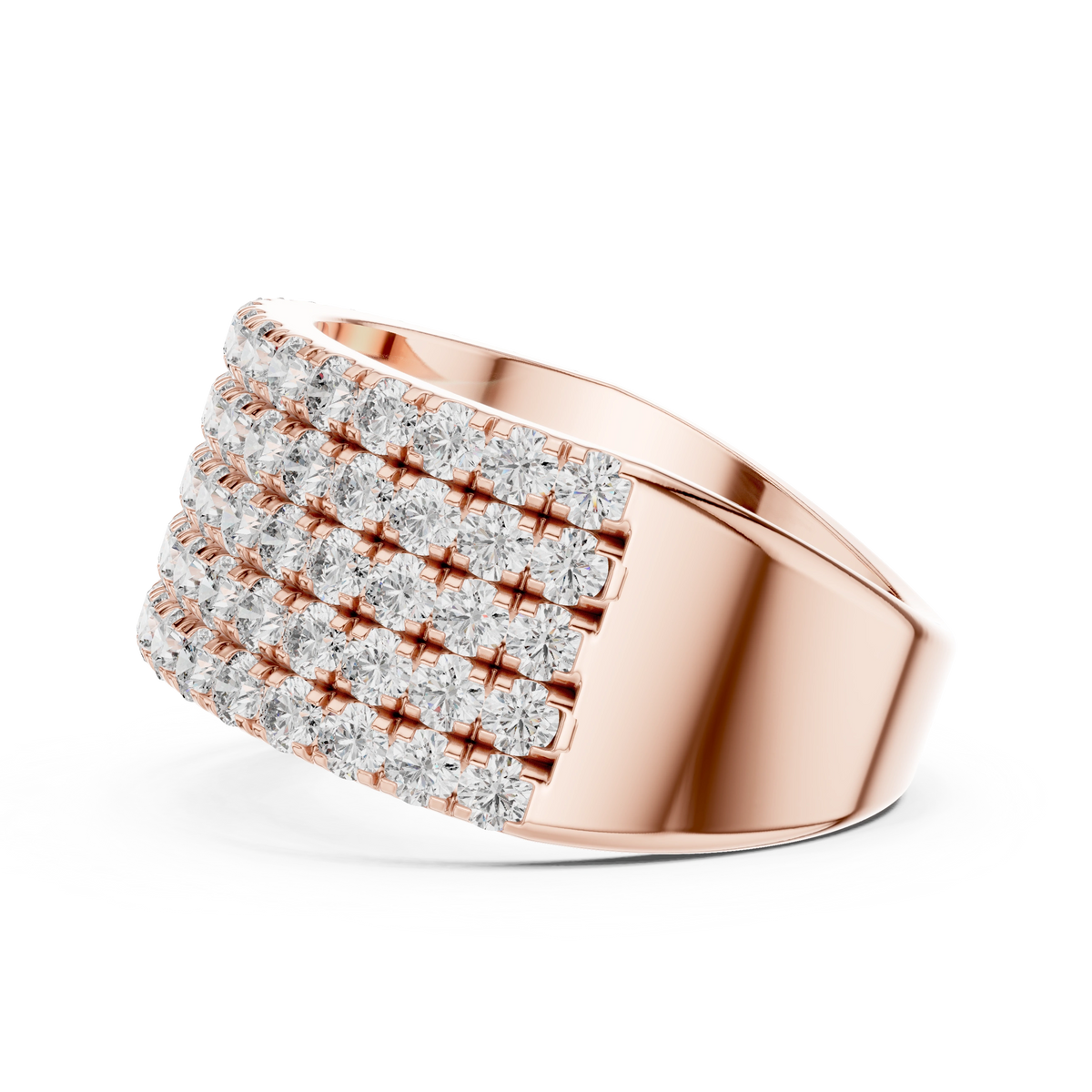 Gold 2Ct Round Pave Wideband Lab Grown Diamond Laszlo Ring