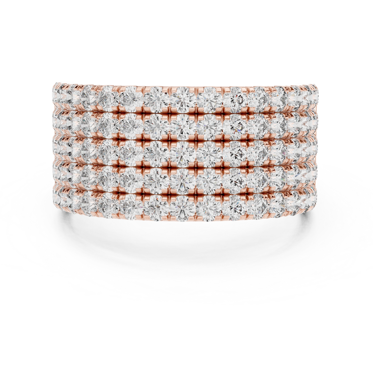 Gold 2Ct Round Pave Wideband Lab Grown Diamond Laszlo Ring