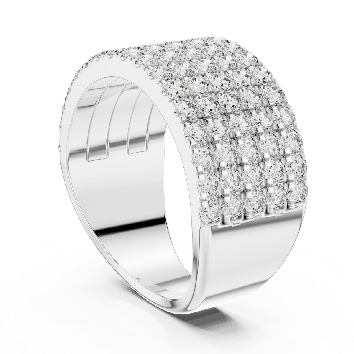 Gold 2Ct Round Pave Wideband Lab Grown Diamond Laszlo Ring