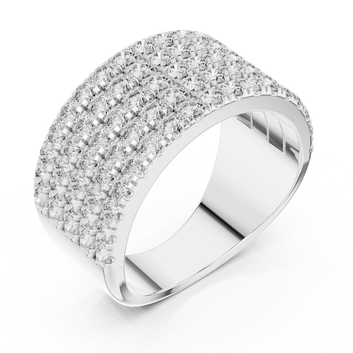 Gold 2Ct Round Pave Wideband Lab Grown Diamond Laszlo Ring